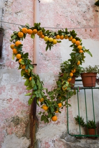 Vico del Gargano (FG) - 14 febbraio 2014 (San Valentino) - decorazione con arance, a forma di cuore